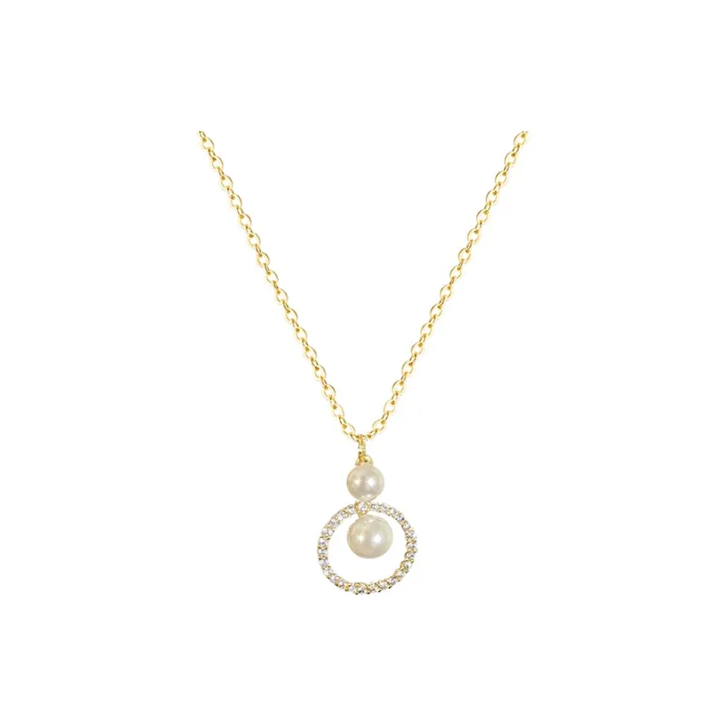 NATURALLYJOJO Imitation Pearl Copper Necklaces Women's Gold/Silver-0