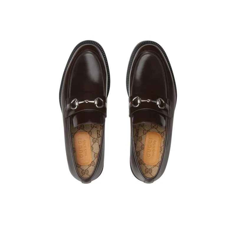 GUCCI Horsebit Loafers Men's Brown-3