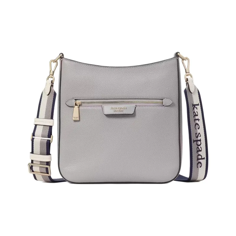 Kate Spade Hudson Leather Messenger Bag Shoulder Bag Crossbody Bag Small Size Women's Mountain Gray-0