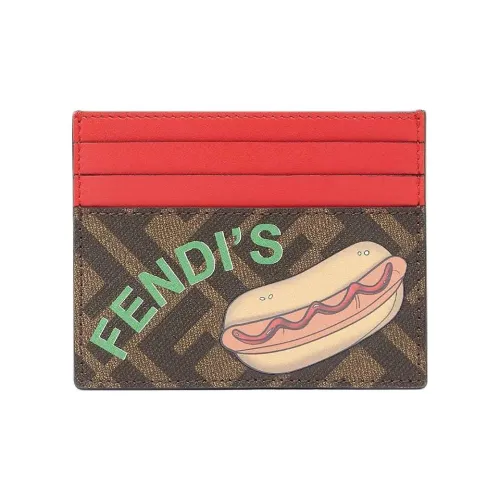 FENDI Polyurethane Card Holder Men's Brown