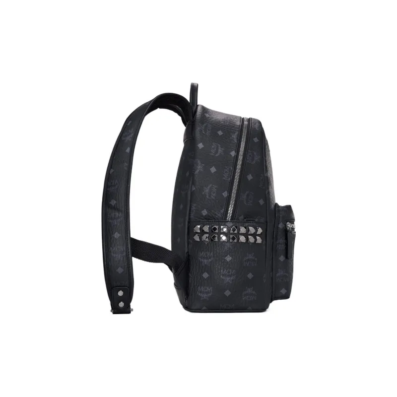 MCM Coated Canvas PVC Backpack Medium Size Unisex Black-1