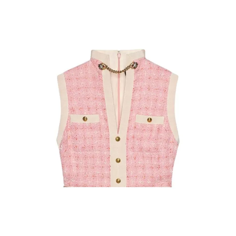 GUCCI Short Tweed Dress With Chain Belt-4