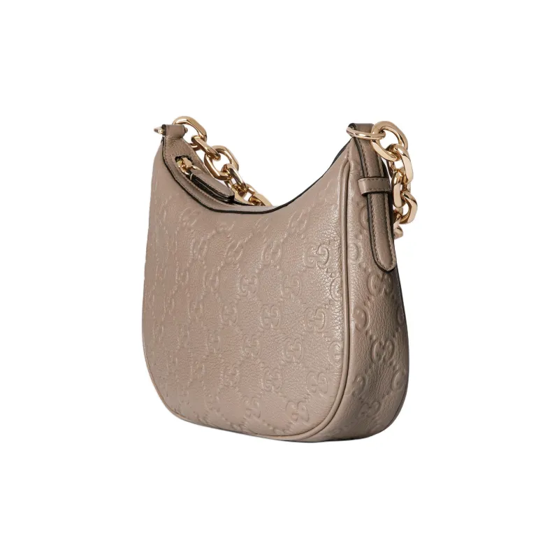 GUCCI Grain Leather Shoulder Bag, Crossbody Bag Trumpets Women's Taupe-1