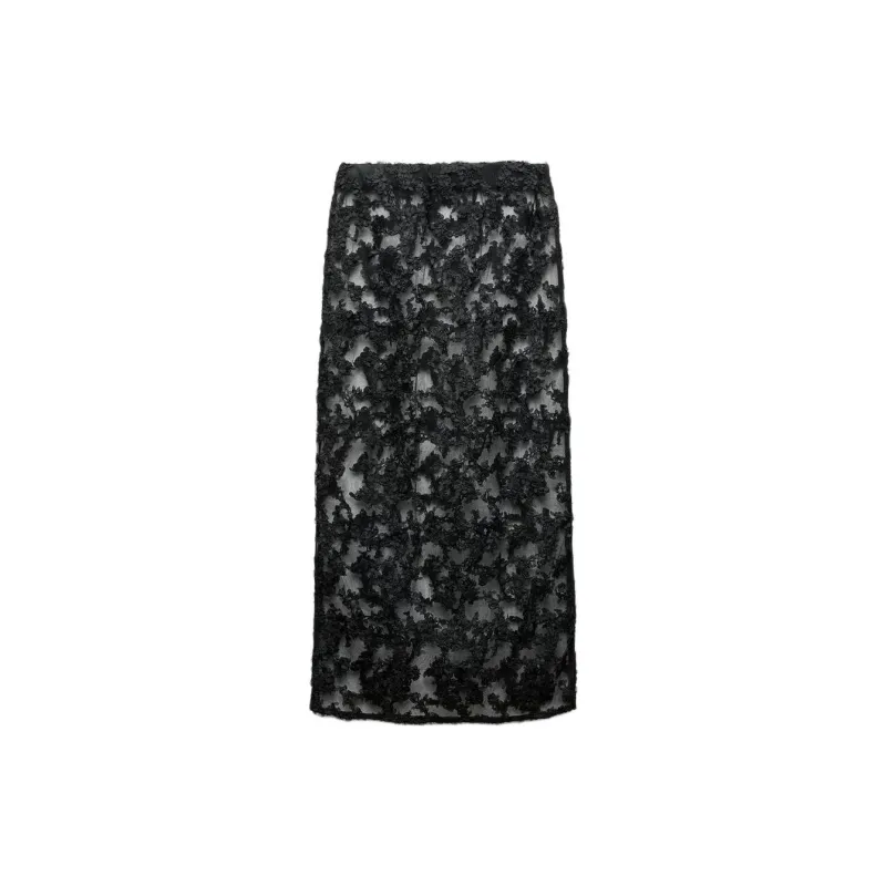 ZARA Casual Long Skirts Women's Black-1