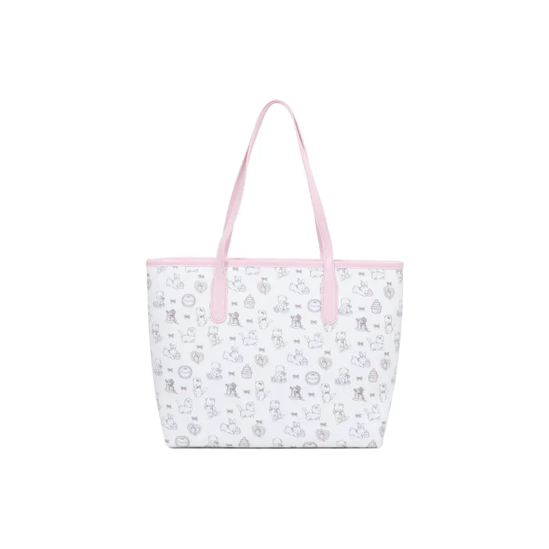 Versman PU Matte Tote Bag Shopping Bag Shoulder Bag Women's Pink White-2