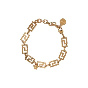 VERSACE Greca Logo Engraved Chained Bracelet