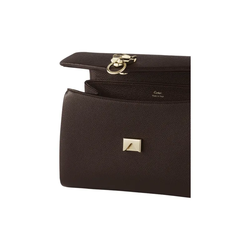 CARTIER Panthère De Cartier Grained Calfskin Crossbody Bag Shoulder Bag Small Size Women's Brown-2