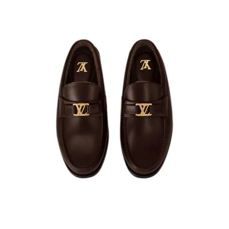 LOUIS VUITTON Major Closed Toe Slippers Men's Brown-3