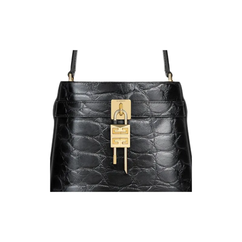 Givenchy Shark Lock Calfskin Bucket Bag, Shoulder Bag, Crossbody Bag, Handbag Regular Women's Black-4