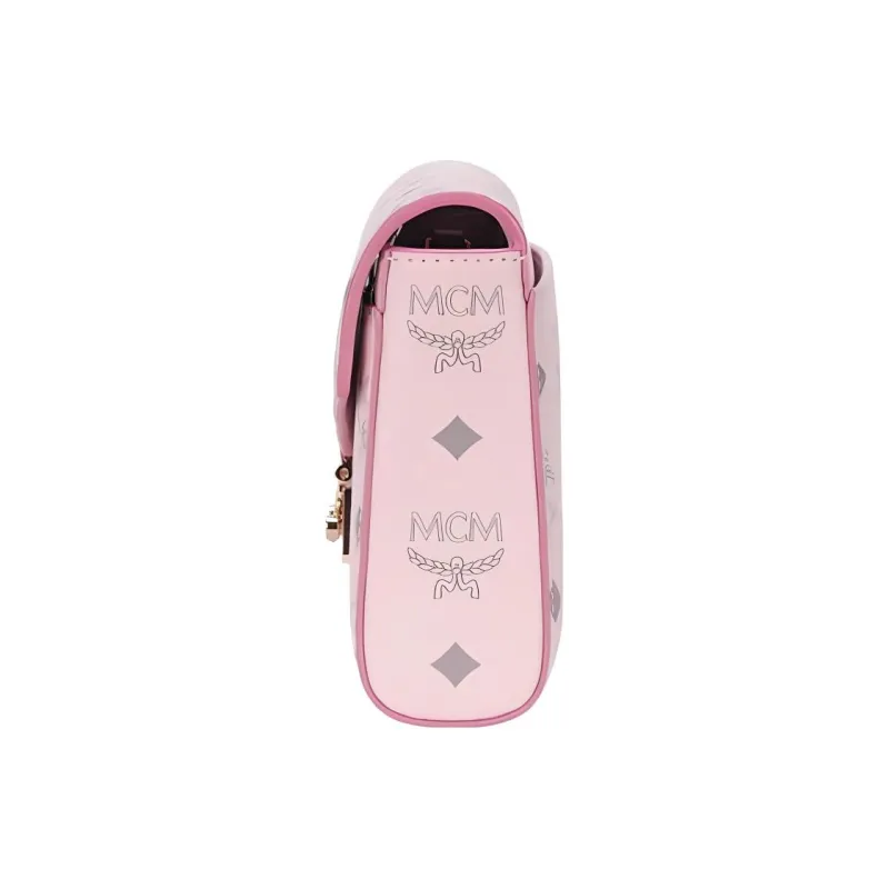 MCM Millie Visetos Leather Envelope Bag, Chain Bag, Crossbody Bag, Shoulder Bag Medium Size Women's Cherry Blossom Pink-2
