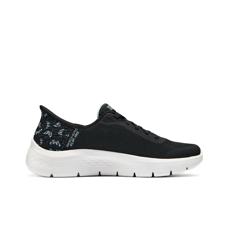 Skechers Go Walk Fle Anti Slip Wear Resistant Low Top Running Shoes Women's Black Green-1