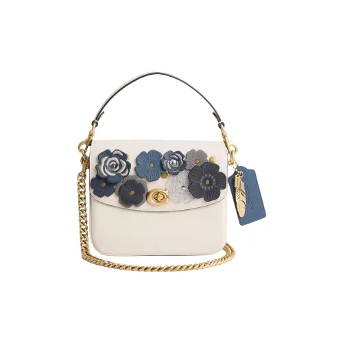 COACH Cassie Polished Pebbled Leather Handbag Shoulder Bag Crossbody Bag Small Size Women's Chalk White