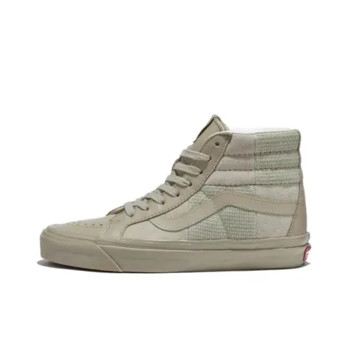 Vans Sk8 Hi Anti Slip Wear Resistant High Top Skateboard Shoes Unisex Beige