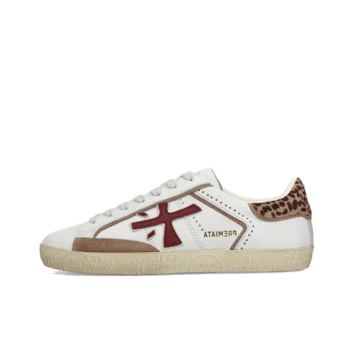PREMIATA Steven Wear-Resistant Low-Top Skateboard Shoes Women's White Red