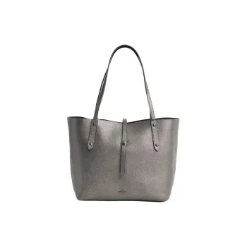 COACH Market Tote Polished Pebbled Leather Tote Bag Shopping Bag Shoulder Bags Large Size Women's Bronze