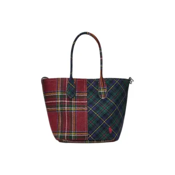 Polo Ralph Lauren Bellport Wool Tote Bag Shopping Bag Shoulder Bag Handbag Medium Size Women's Red & Multicolor