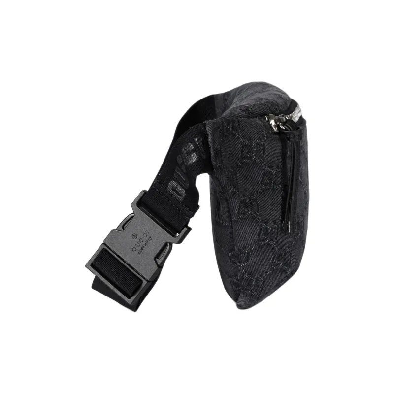 GUCCI Denim One Shoulder Crossbody Fanny Pack Kids' Black-2