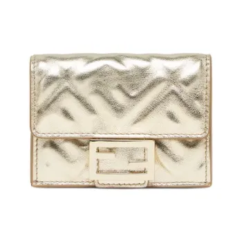 FENDI Calfskin Wallet Women's Champagne