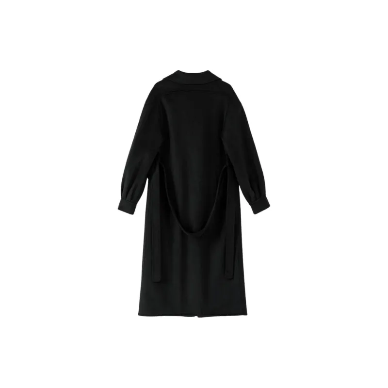 Late White Wool Coat Women's Black-1