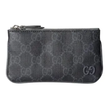 GUCCI Canvas Key Pouch Canvas Bag Unisex Gray