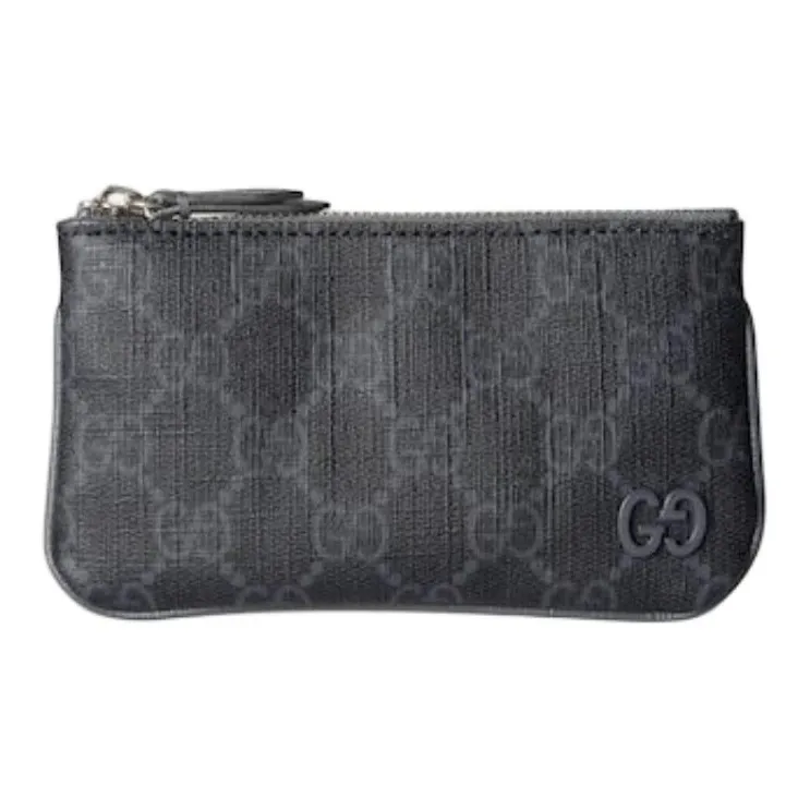GUCCI Canvas Key Pouch Canvas Bag Unisex Gray-0