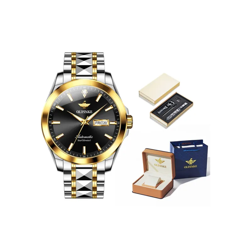 Oupinke Gaias Collection Mechanical Movement Stainless Steel Watchband Watch Men's Watches White Dial-7