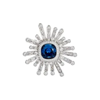 Marco Bizzarri Alloy INS Designed Sunflower Blue Elegant Brooch With Full Diamonds Decoration Anti Flash Pin Women's