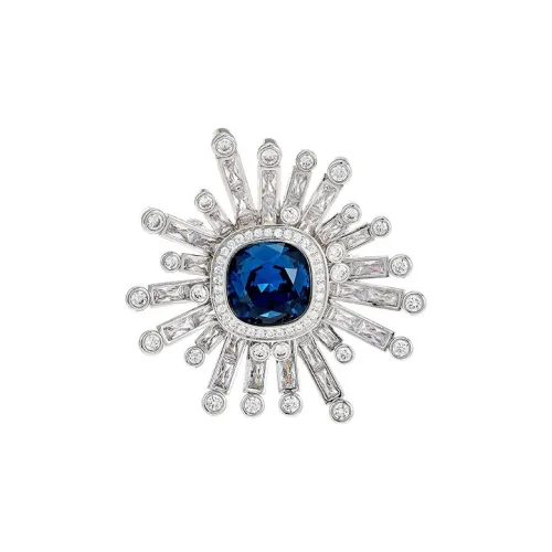 Marco Bizzarri Alloy INS Designed Sunflower Blue Elegant Brooch With Full Diamonds Decoration Anti Flash Pin Women's