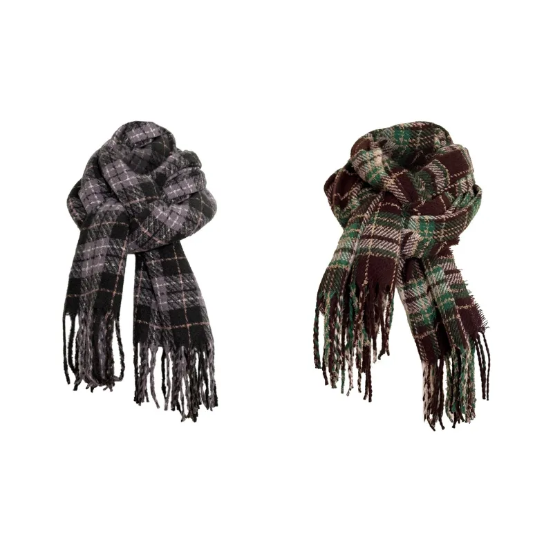 Tokyo Season Polyester Knit Scarves Unisex Purple Green-7
