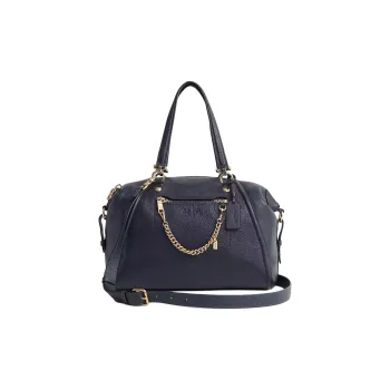 COACH Prairie Eggstone Grain Leather Shoulder Bag Crossbody Bag Handbag Large Size Women's Light Gold With Marine Blue