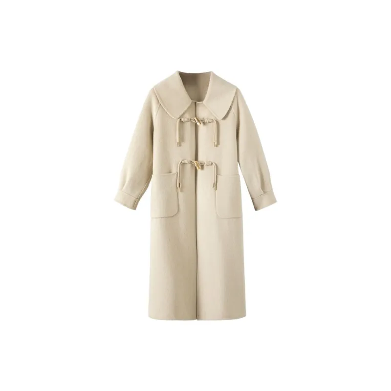 Late White Wool Coat Women's Apricot-0