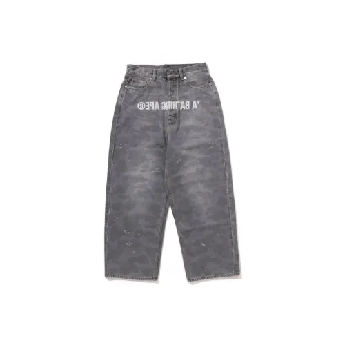 A BATHING APE 1st Camo Destroyed Loose Fit Denim Pants