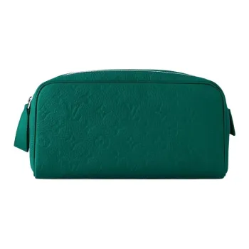 LOUIS VUITTON Embossed Cow Leather Toiletry Bag Men's Green