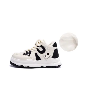 HUANQIU Height Increasing, Slip Resistant, Abrasion Resistant High Top Skateboard Shoes Women's Beige Black