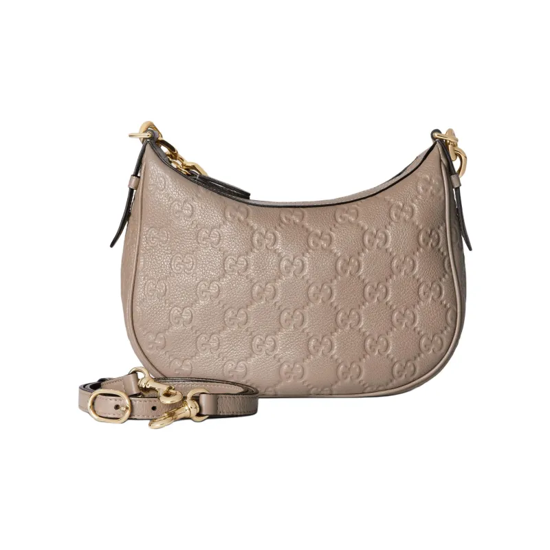 GUCCI Grain Leather Shoulder Bag, Crossbody Bag Trumpets Women's Taupe-4