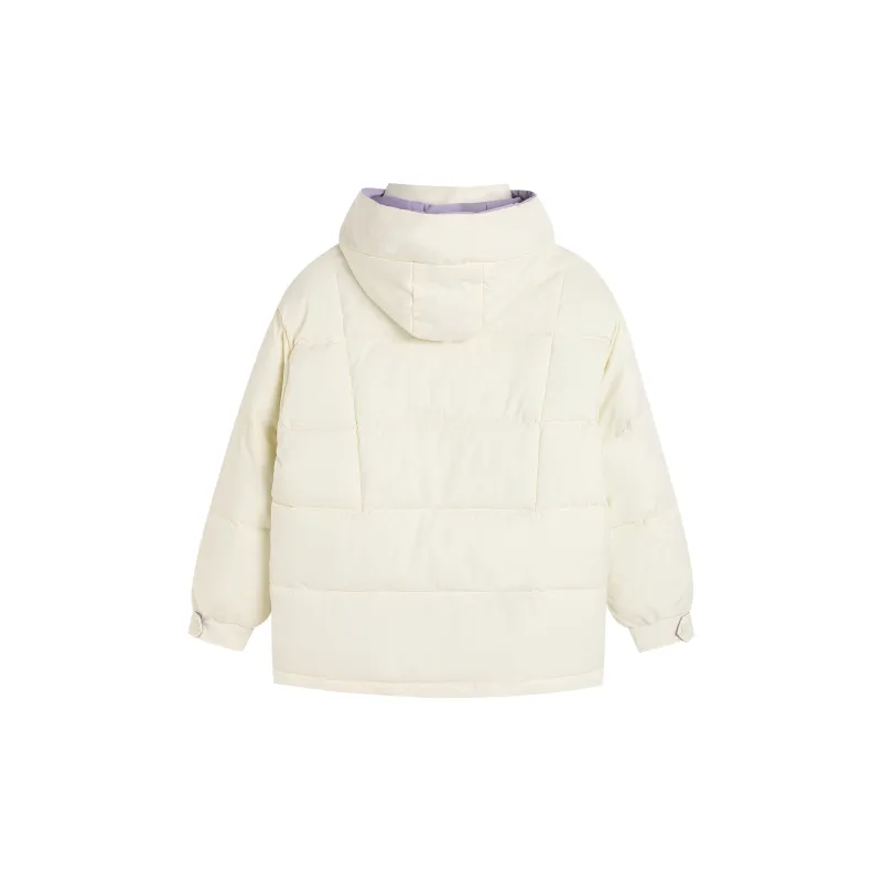 HEFENGJINYU Puffer Jacket Women's Versatile Ivory White-1
