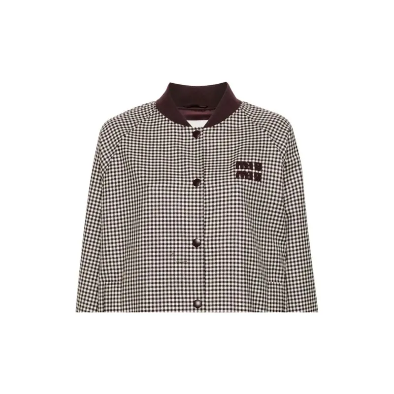 MIU MIU Logo-Appliqué Button-Up Bomber Jacket-5