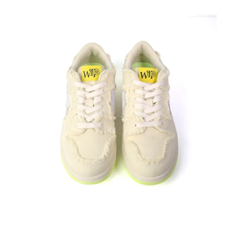WATER THE PLANT Low Top Skateboard Shoes Women's Beige Yellow-2