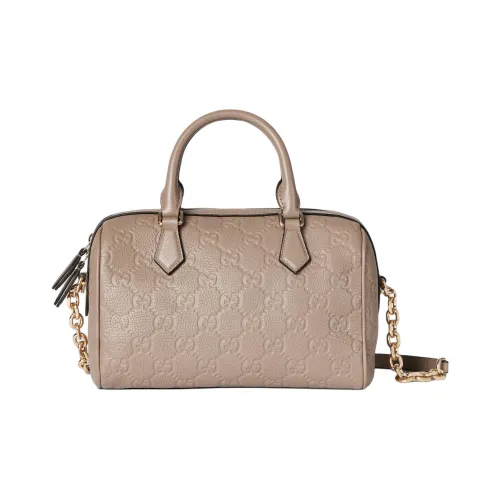 GUCCI Grain Leather Shoulder Bag, Crossbody Bag, Handbag Small Size Unisex Taupe