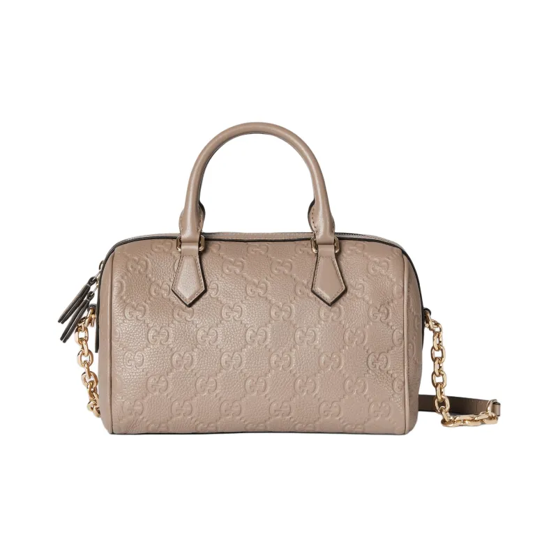 GUCCI Grain Leather Shoulder Bag, Crossbody Bag, Handbag Small Size Unisex Taupe-0