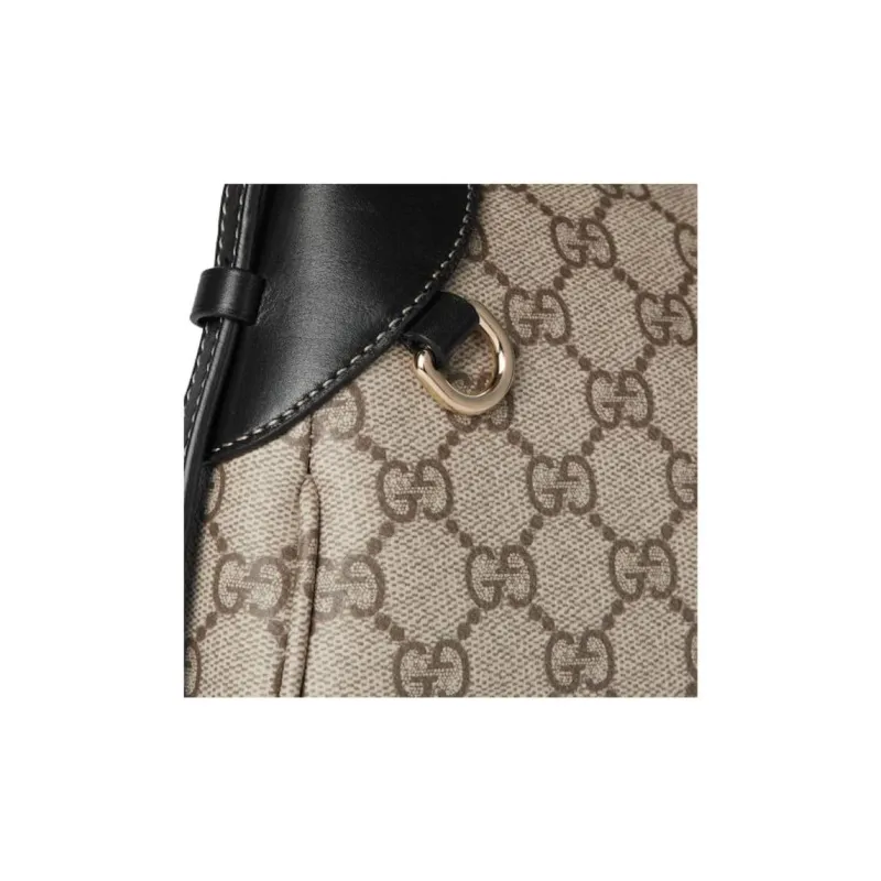 GUCCI Monogram Coated Fabric Handbag Shoulder Bag Small Size Women's Beige & Dark Brown-7