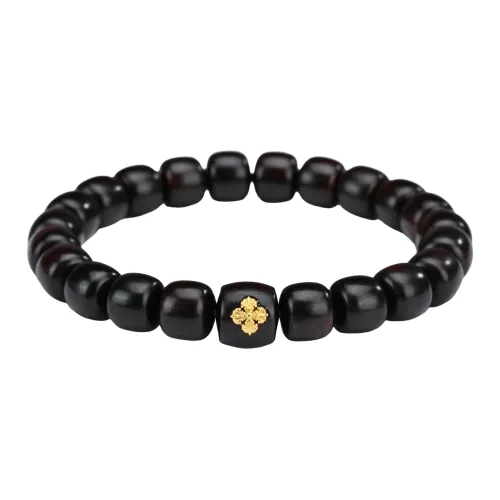 GUMUJIANG Fragrance Agarwood Beaded Bracelet With Two Circles Womens