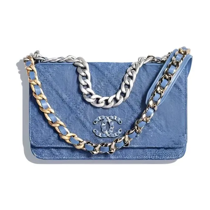 CHANEL 19BagWOC Denim Chain Bag, Shoulder Bag, Crossbody Bag, Wallet Women's Light Blue-0