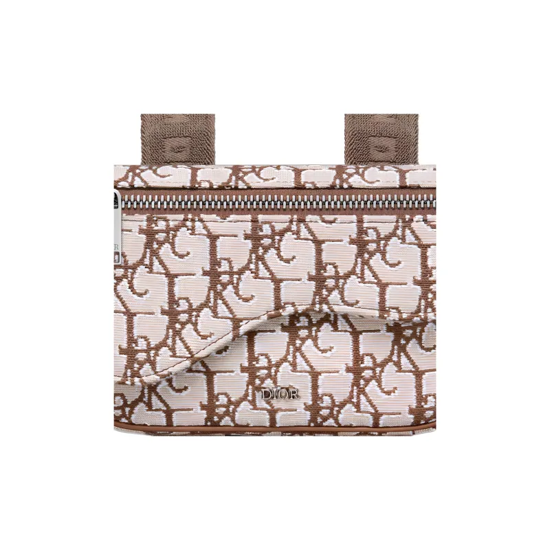 DIOR CACTUS JACK Collaboration Jacquard Fabric Saddle Arm Wrist Bag Men's Coffee-4