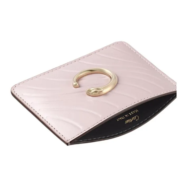 CARTIER Calfskin Card Holder Women's Pink-2