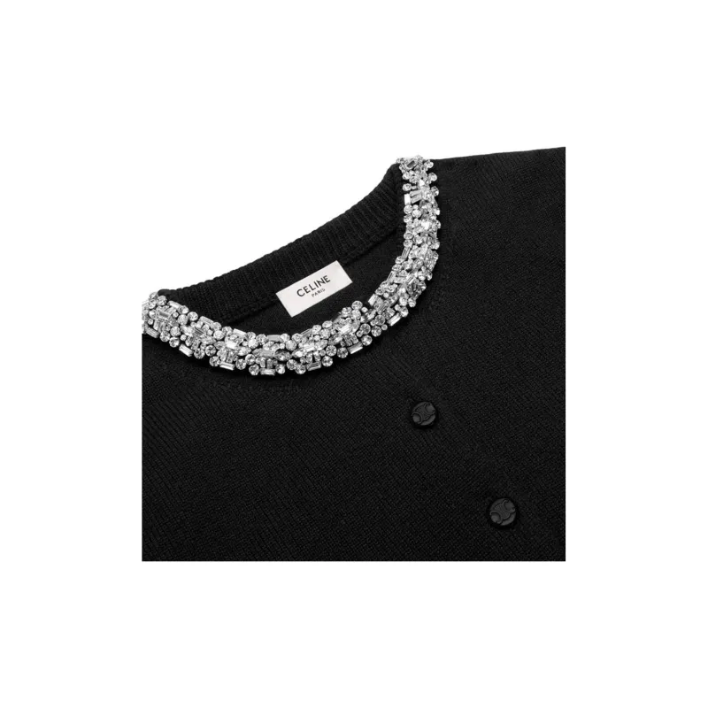 CELINE Embroidered Cropped Cardigan In Cashmere-5