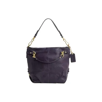 COACH Leather One Shoulder Handbag Tubas Women's Eggplant Purple
