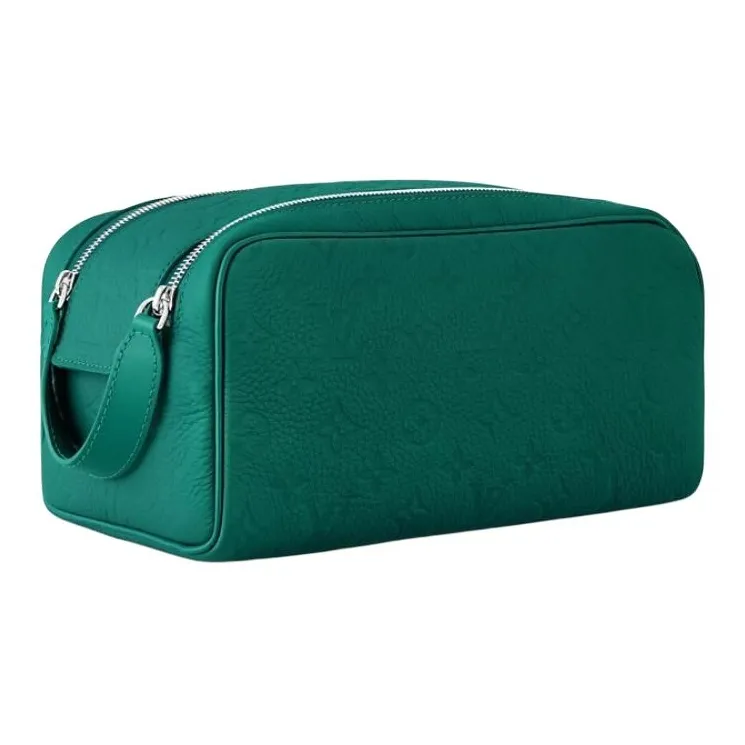 LOUIS VUITTON Embossed Cow Leather Toiletry Bag Men's Green-1