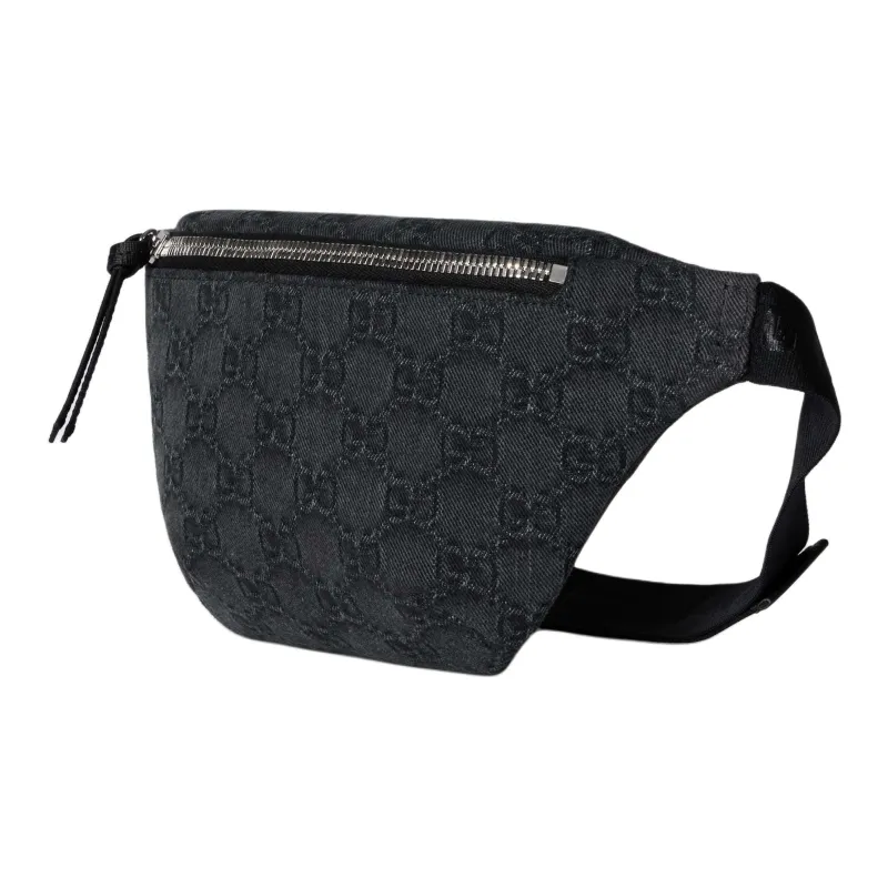 GUCCI Denim One Shoulder Crossbody Fanny Pack Kids' Black-1