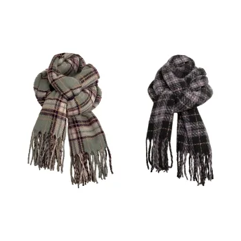 Tokyo Season Polyester Knit Scarves Unisex Purple Green